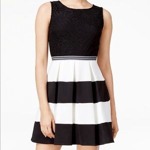 blue and white stripped dress. formal